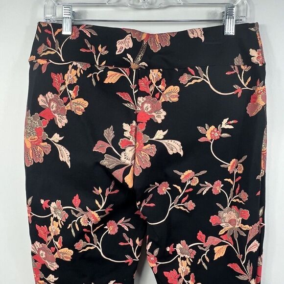 Soft Surroundings Straight Leg Ankle Floral Pull On Pants Size PM Black - Picture 9 of 11